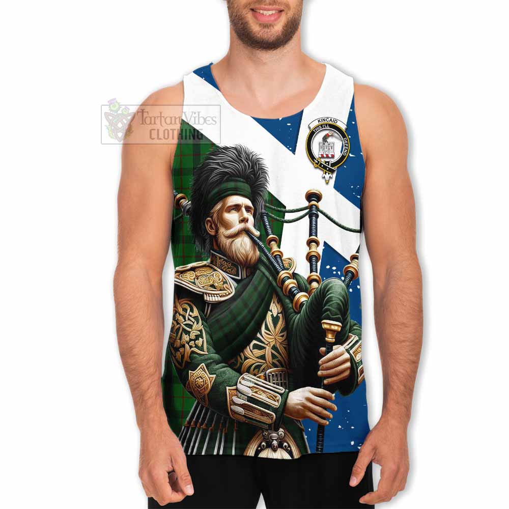 Kincaid Tartan Men's Tank Top with Family Crest Scottish Bagpiper Vibes