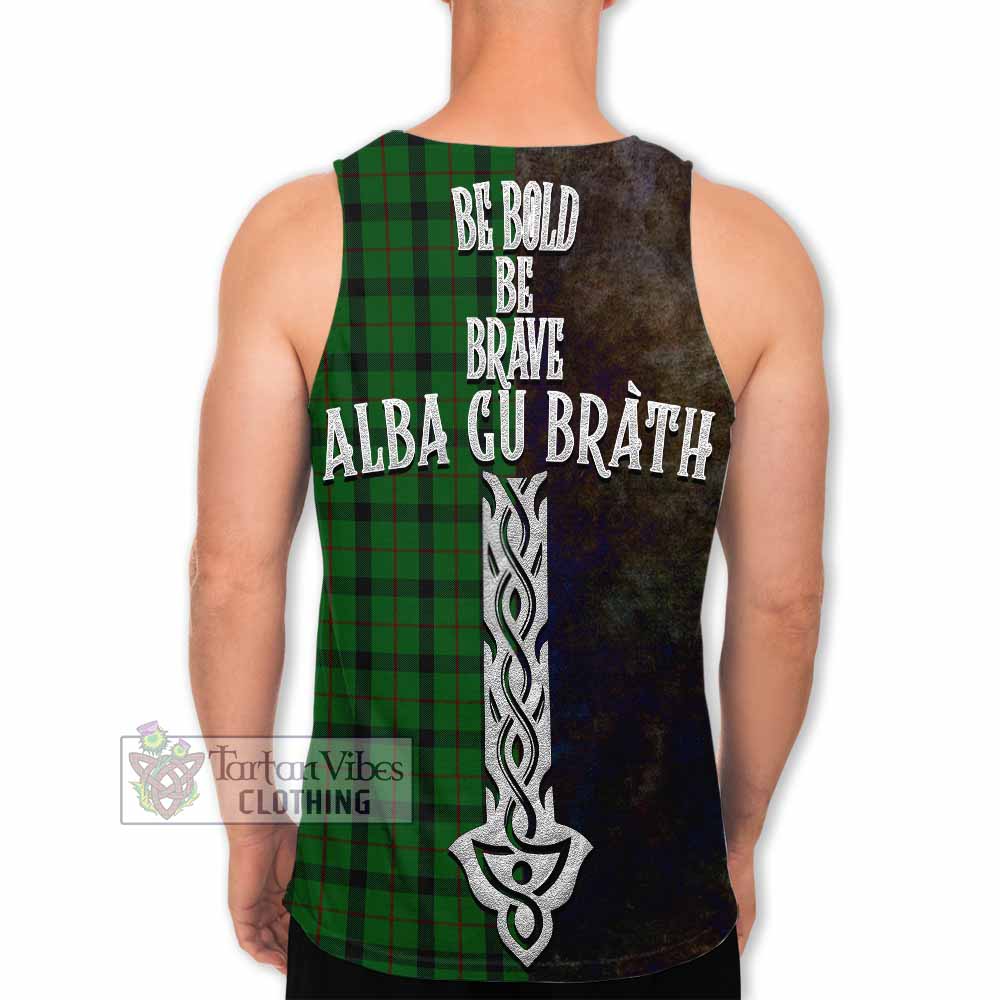 Tartan Vibes Clothing Kincaid Tartan Family Crest Men's Tank Top Alba Gu Brath Be Brave Lion Ancient Style