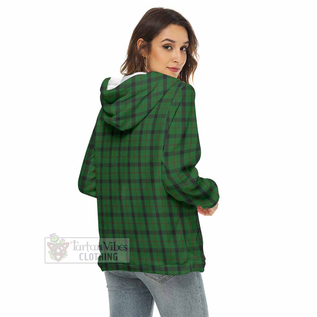 Tartan Vibes Clothing Kincaid Tartan Women's Borg  Half Zip Fleece Hoodie