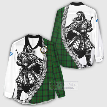 Tartan Vibes Clothing Kincaid Tartan Clan Crest Women's Casual Shirt with Highlander Warrior Celtic Style