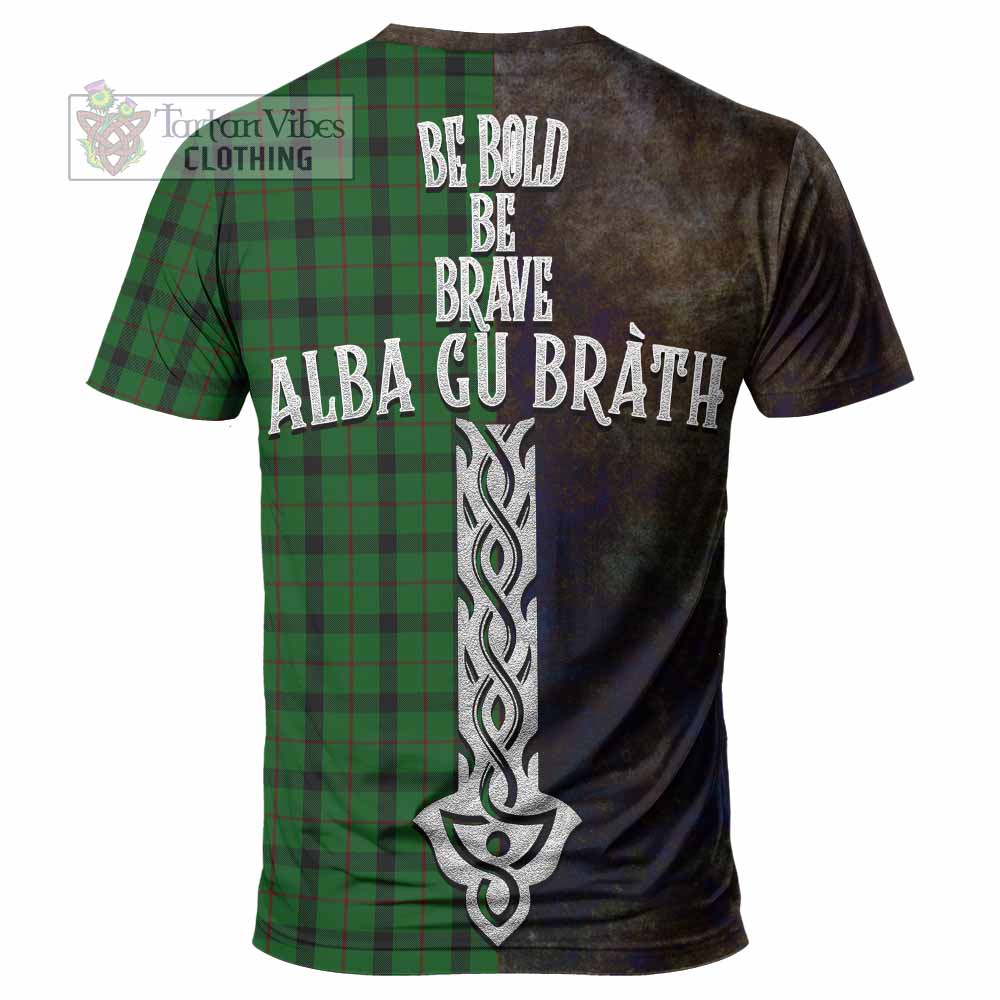 Tartan Vibes Clothing Kincaid Tartan Family Crest T-Shirt Alba Gu Brath Be Brave Lion Ancient Style