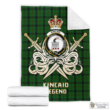 Tartan Vibes Clothing Kincaid Tartan Blanket with Clan Crest and the Golden Sword of Courageous Legacy