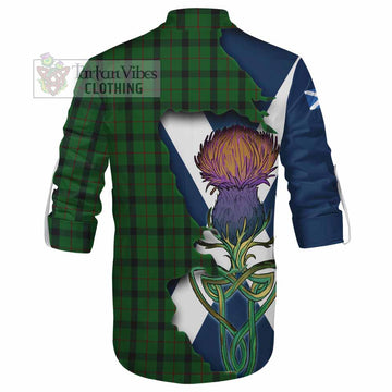 Kincaid Tartan Family Crest Ghillie Kilt Shirt Scottish Thistle Celtic Inspired
