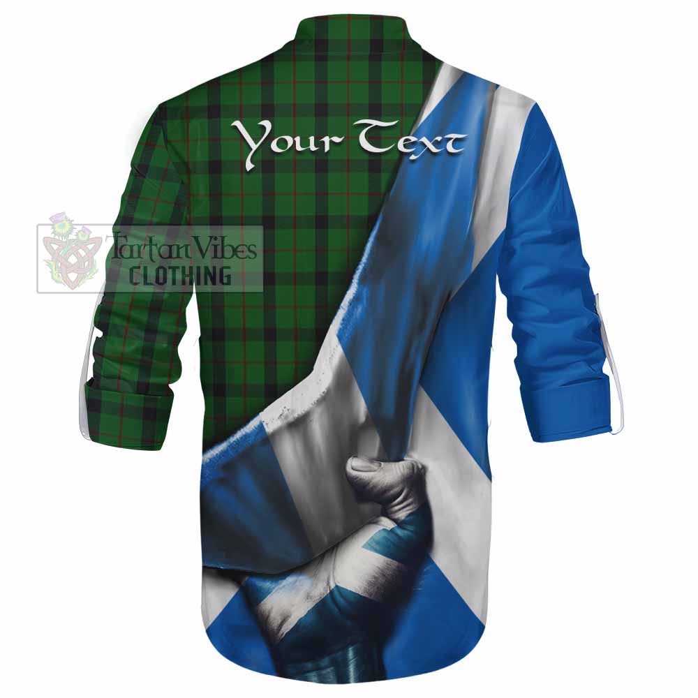 Tartan Vibes Clothing Kincaid Tartan Ghillie Kilt Shirt with Family Crest Scotland Patriotic Style