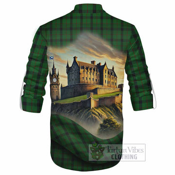 Kincaid Tartan Family Crest Ghillie Kilt Shirt with Scottish Ancient Castle Style