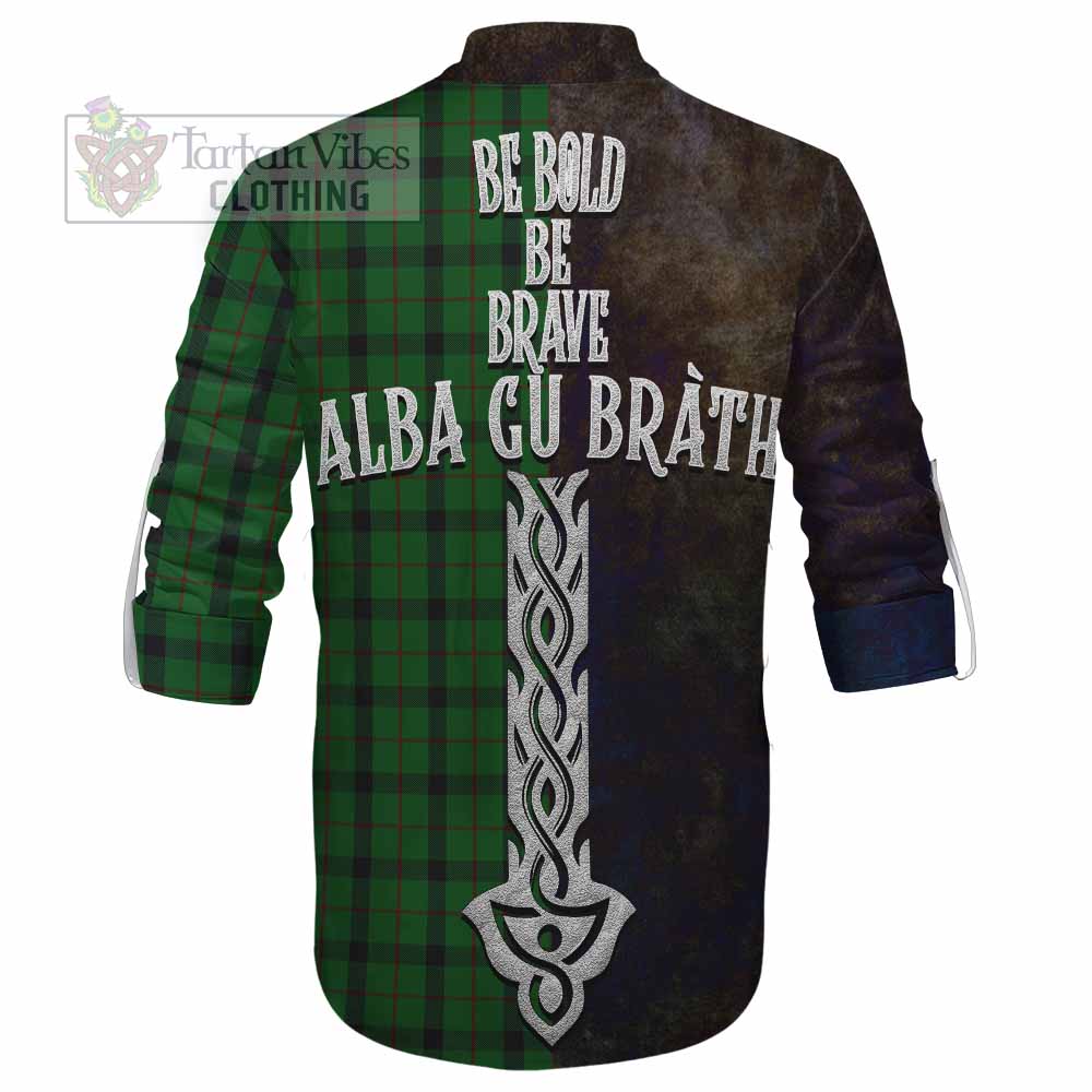 Tartan Vibes Clothing Kincaid Tartan Family Crest Ghillie Kilt Shirt Alba Gu Brath Be Brave Lion Ancient Style