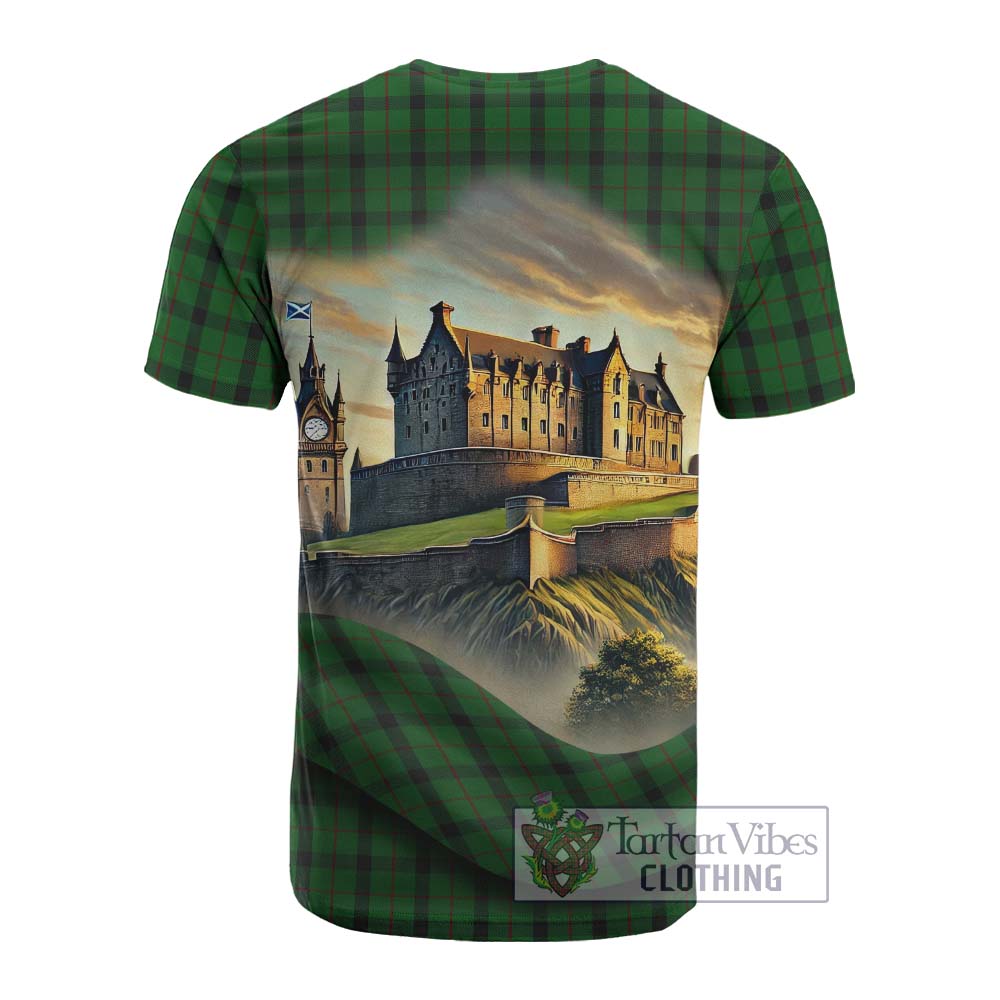 Tartan Vibes Clothing Kincaid Tartan Family Crest Cotton T-shirt with Scottish Ancient Castle Style