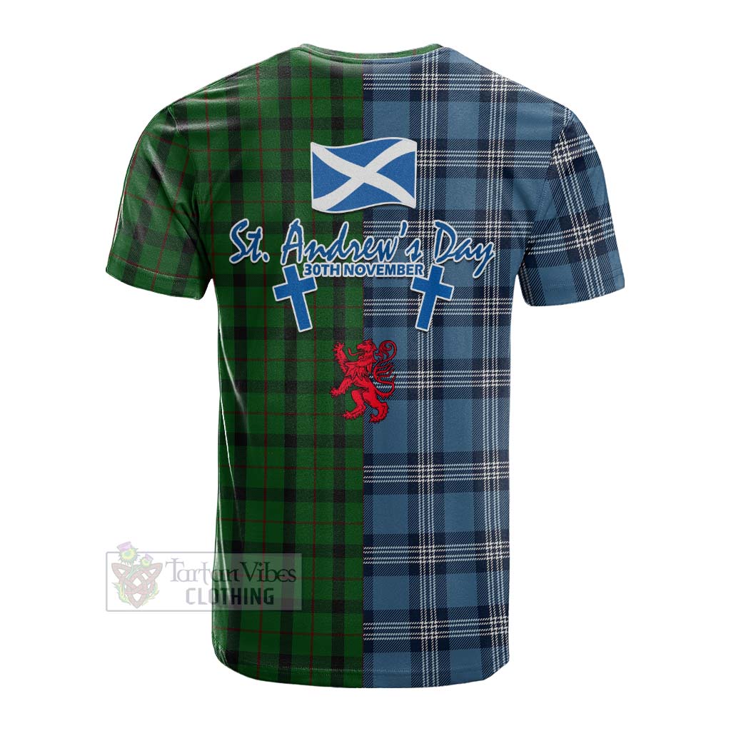 Tartan Vibes Clothing Kincaid Tartan Cotton T-shirt Happy St. Andrew's Day Half Tartan Style