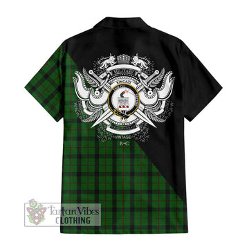 Kincaid Tartan Short Sleeve Button Shirt with Family Crest and Military Logo Style - Tartanvibesclothing Shop