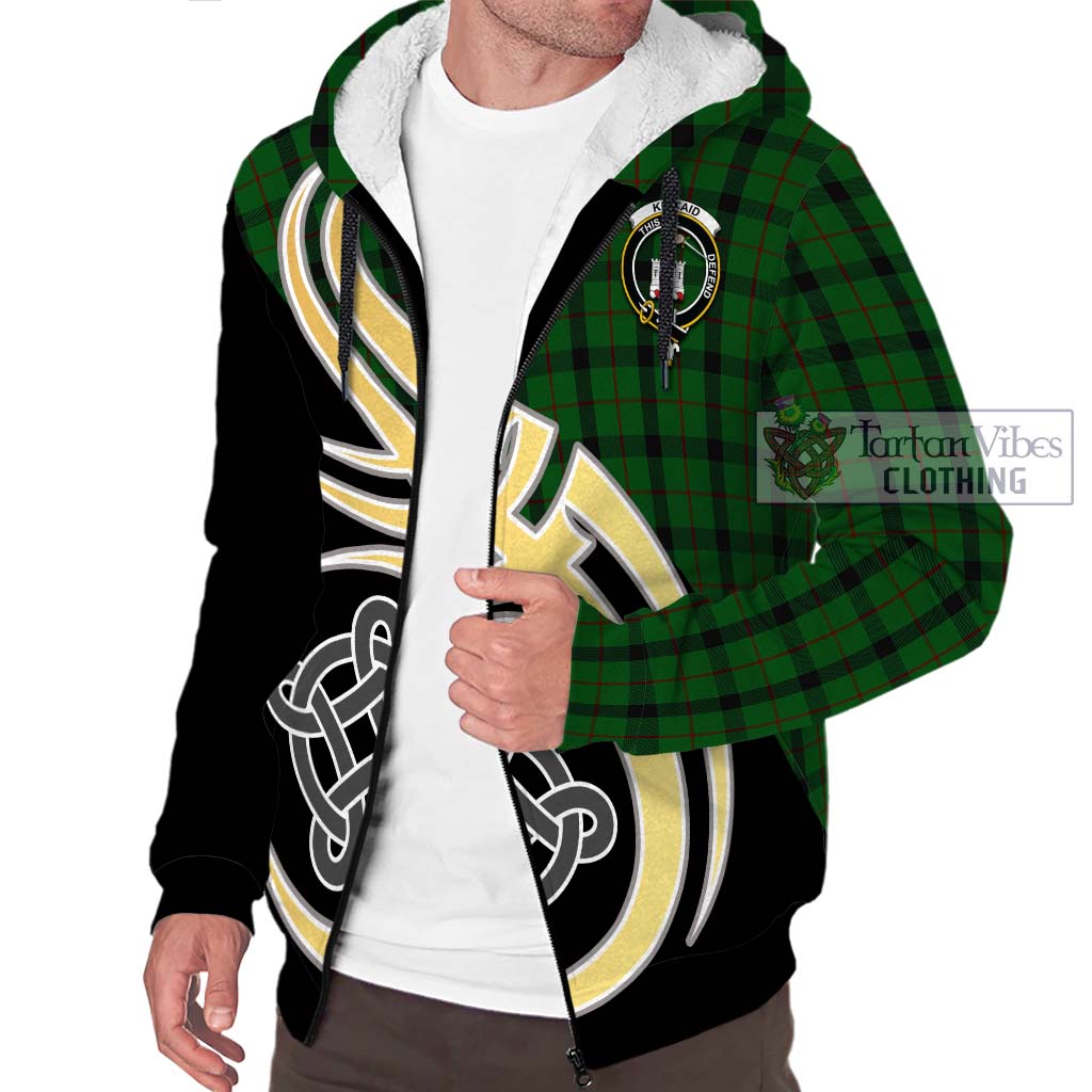 Kincaid Tartan Sherpa Hoodie with Family Crest and Celtic Symbol Style - Tartan Vibes Clothing