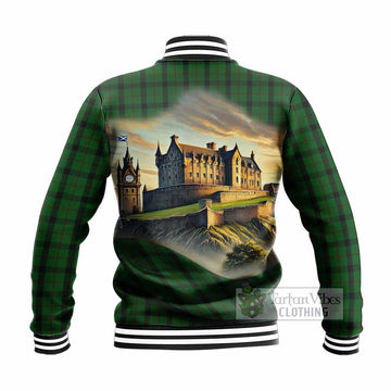 Tartan Vibes Clothing Kincaid Tartan Family Crest Baseball Jacket with Scottish Ancient Castle Style