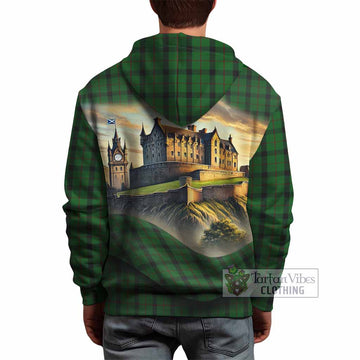 Kincaid Tartan Family Crest Hoodie with Scottish Ancient Castle Style