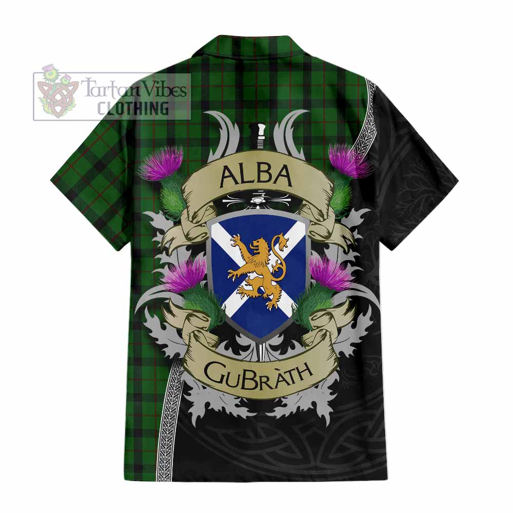Tartan Vibes Clothing Kincaid Tartan Family Crest Short Sleeve Button Shirt Lion Rampant Royal Thistle Shield Celtic Inspired