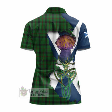 Kincaid Tartan Family Crest Women's Polo Shirt Scottish Thistle Celtic Inspired