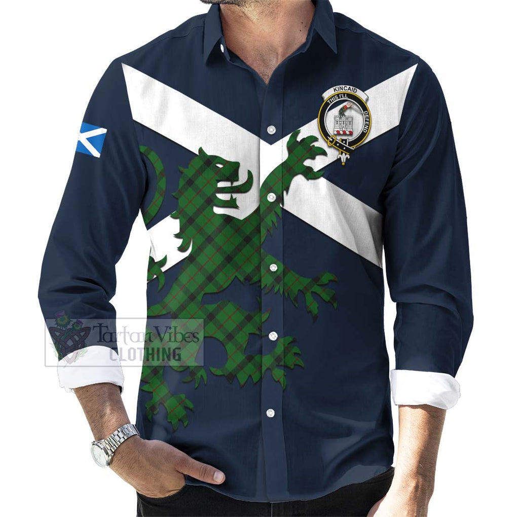 Tartan Vibes Clothing Kincaid Tartan Lion Rampant Long Sleeve Button Shirt – Proudly Display Your Heritage with Alba Gu Brath and Clan Name