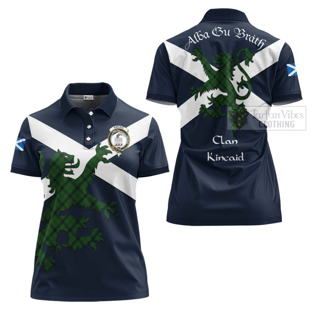 Tartan Vibes Clothing Kincaid Tartan Lion Rampant Women's Polo Shirt – Proudly Display Your Heritage with Alba Gu Brath and Clan Name