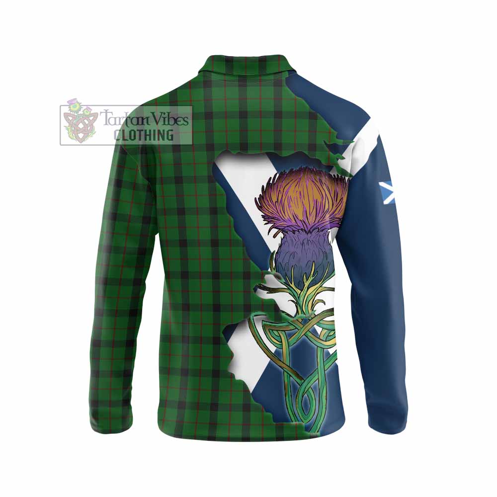 Tartan Vibes Clothing Kincaid Tartan Family Crest Long Sleeve Polo Shirt Scottish Thistle Celtic Inspired