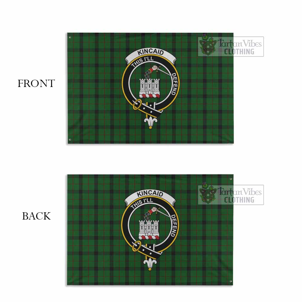 Tartan Vibes Clothing Kincaid Tartan House Flag with Family Crest