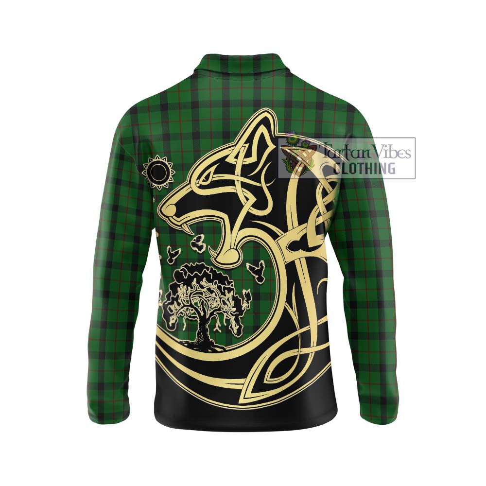 Kincaid Tartan Long Sleeve Polo Shirt with Family Crest Celtic Wolf Style - Tartan Vibes Clothing