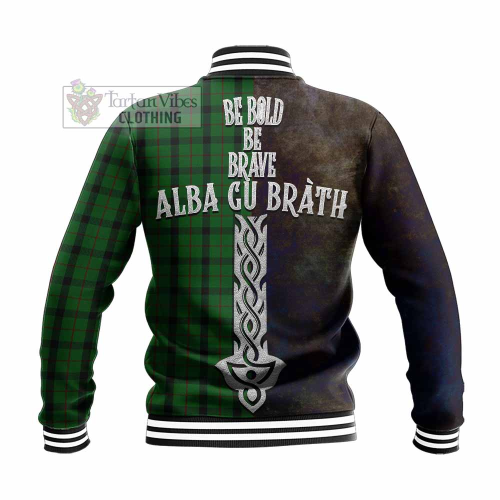 Tartan Vibes Clothing Kincaid Tartan Family Crest Baseball Jacket Alba Gu Brath Be Brave Lion Ancient Style