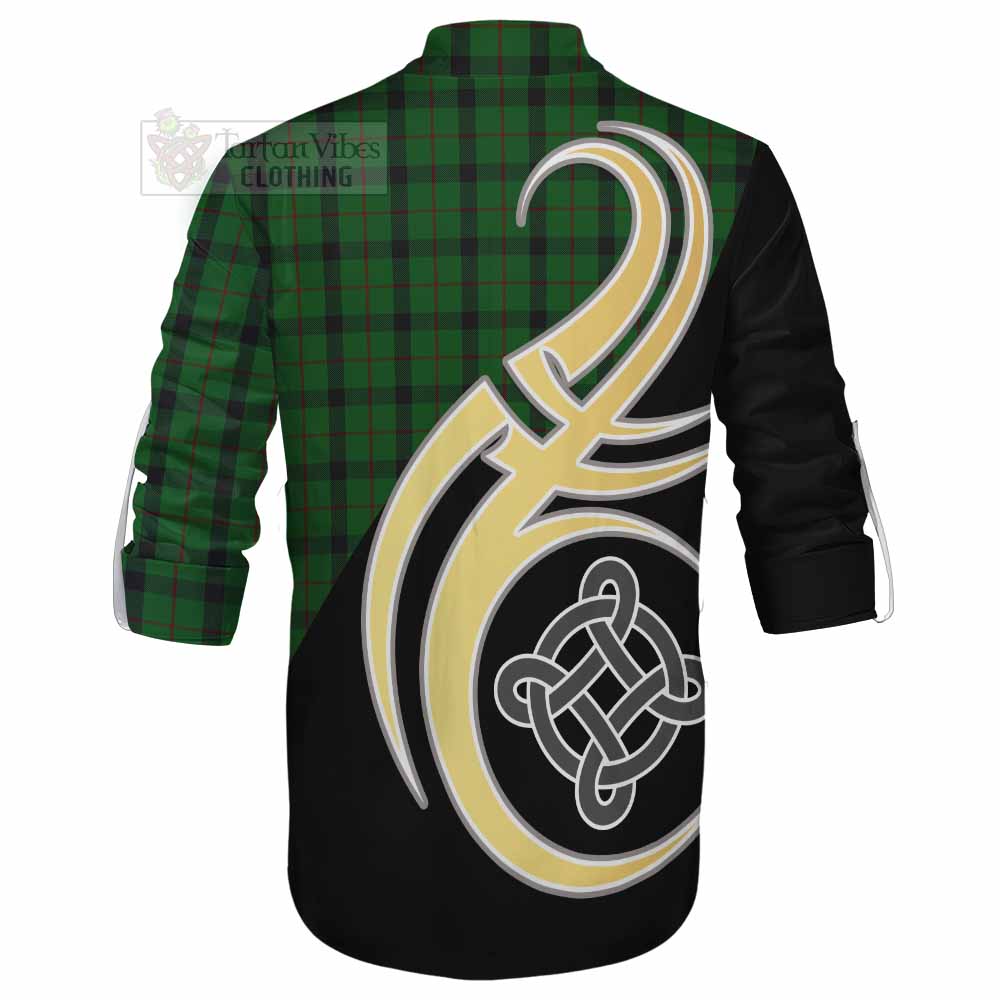 Tartan Vibes Clothing Kincaid Tartan Ghillie Kilt Shirt with Family Crest and Celtic Symbol Style