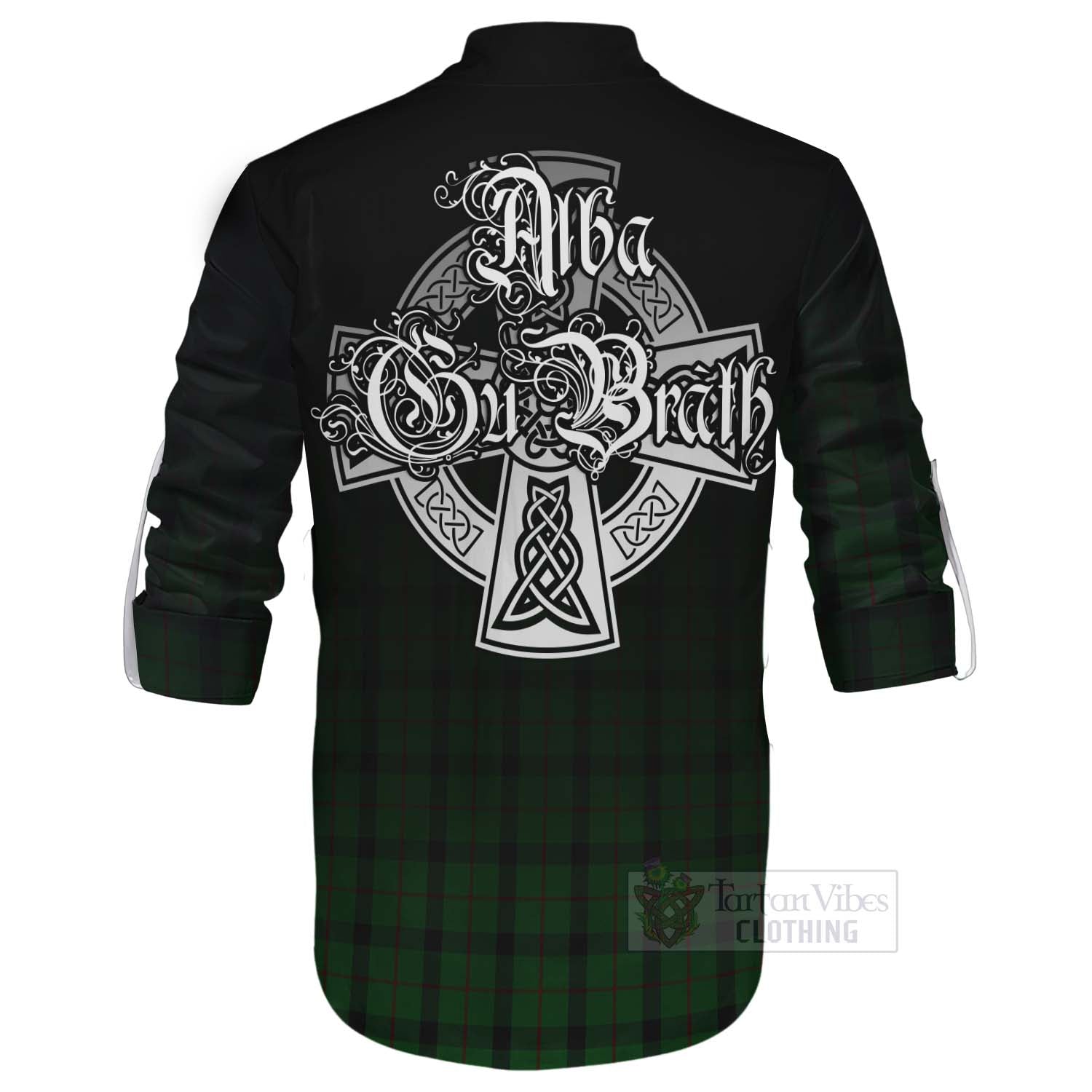 Tartan Vibes Clothing Kincaid Tartan Ghillie Kilt Shirt Featuring Alba Gu Brath Family Crest Celtic Inspired