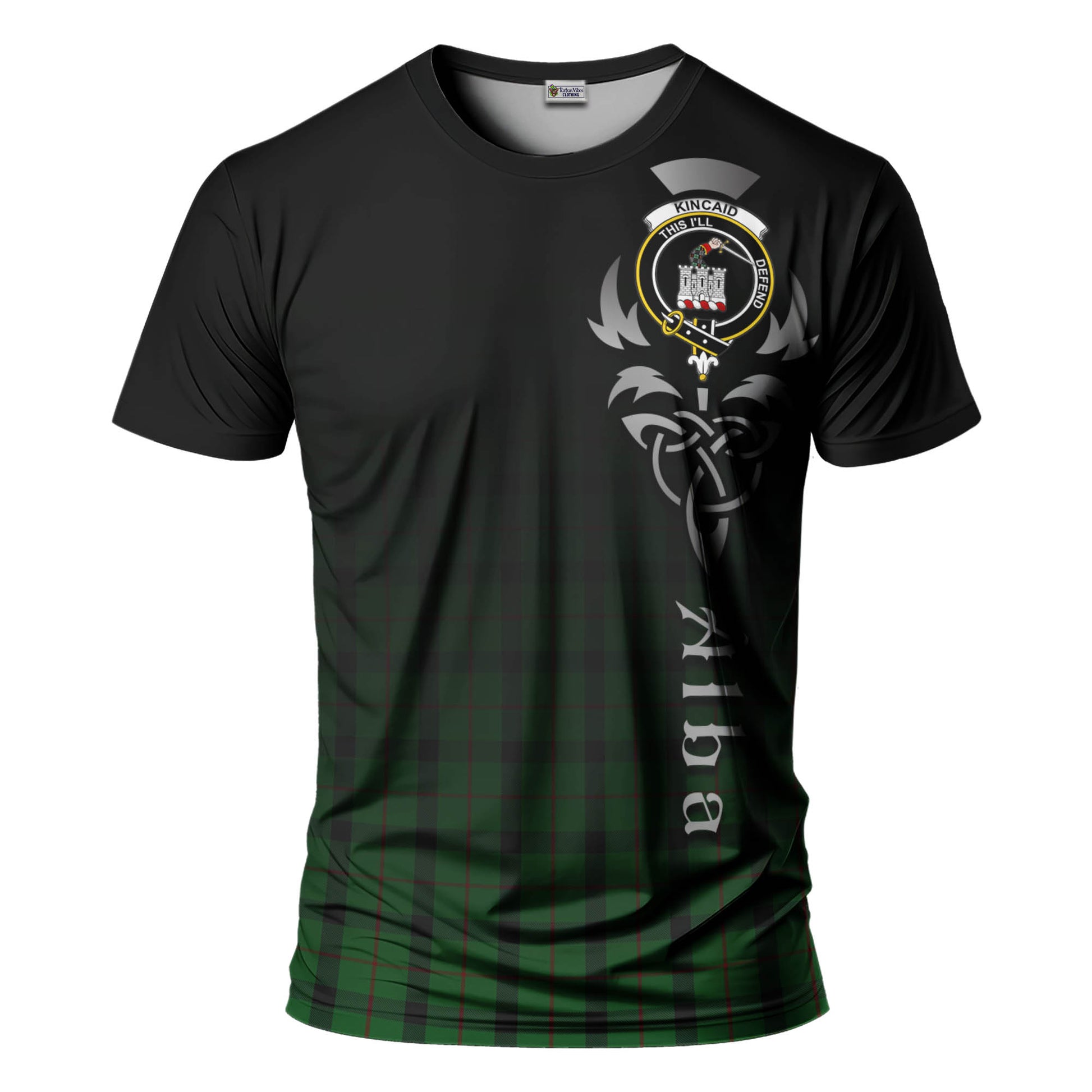 Tartan Vibes Clothing Kincaid Tartan T-Shirt Featuring Alba Gu Brath Family Crest Celtic Inspired