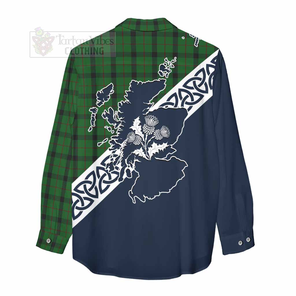 Tartan Vibes Clothing Kincaid Tartan Women's Casual Shirt Featuring Thistle and Scotland Map