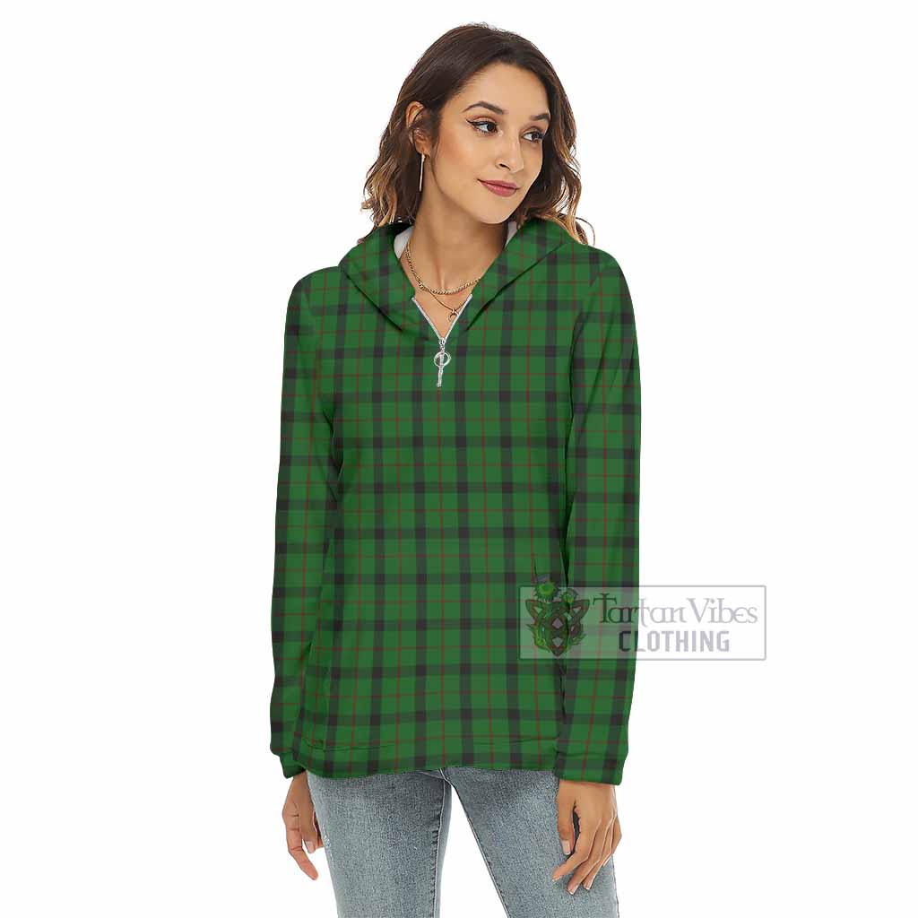 Tartan Vibes Clothing Kincaid Tartan Women's Borg  Half Zip Fleece Hoodie