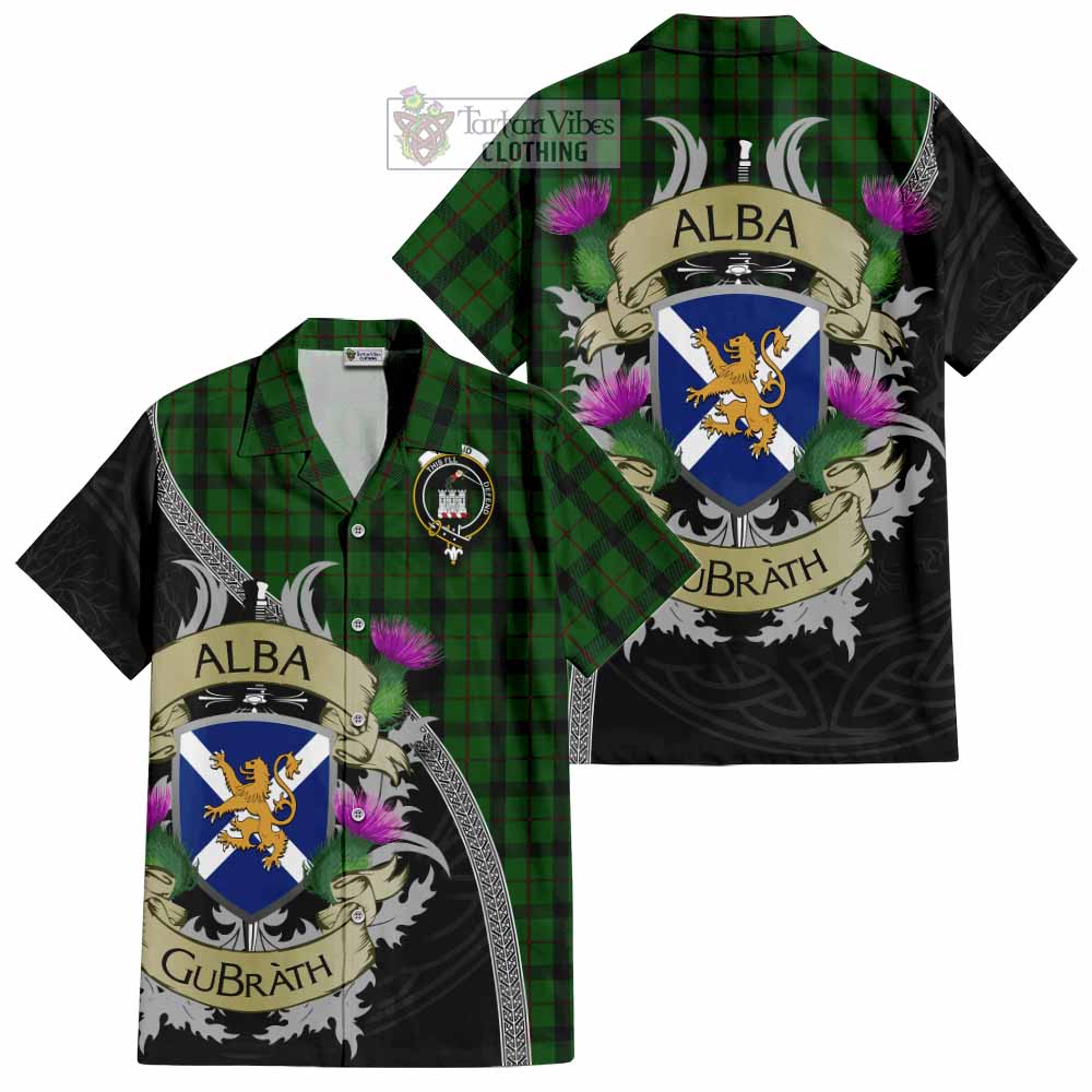 Tartan Vibes Clothing Kincaid Tartan Family Crest Short Sleeve Button Shirt Lion Rampant Royal Thistle Shield Celtic Inspired