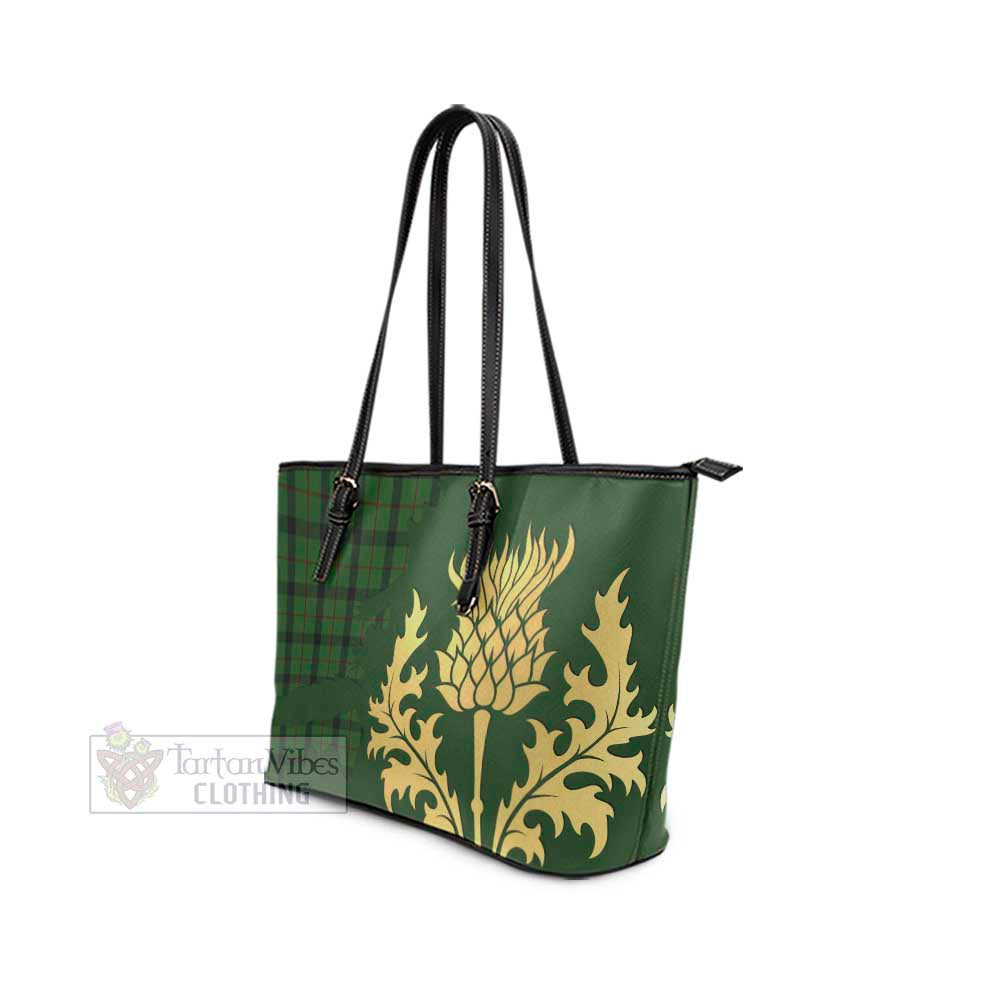 Tartan Vibes Clothing Kincaid Tartan Leather Tote Bag Gold Thistle Style