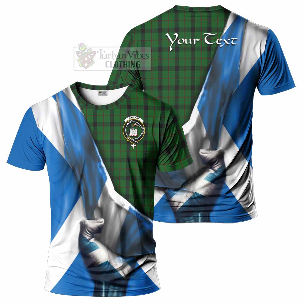 Tartan Vibes Clothing Kincaid Tartan T-Shirt with Family Crest Scotland Patriotic Style