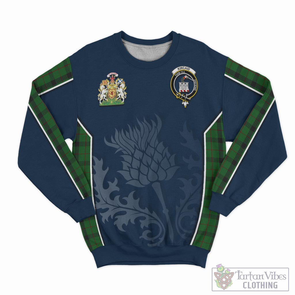 Tartan Vibes Clothing Kincaid Tartan Sweatshirt with Family Crest and Scottish Thistle Vibes Sport Style