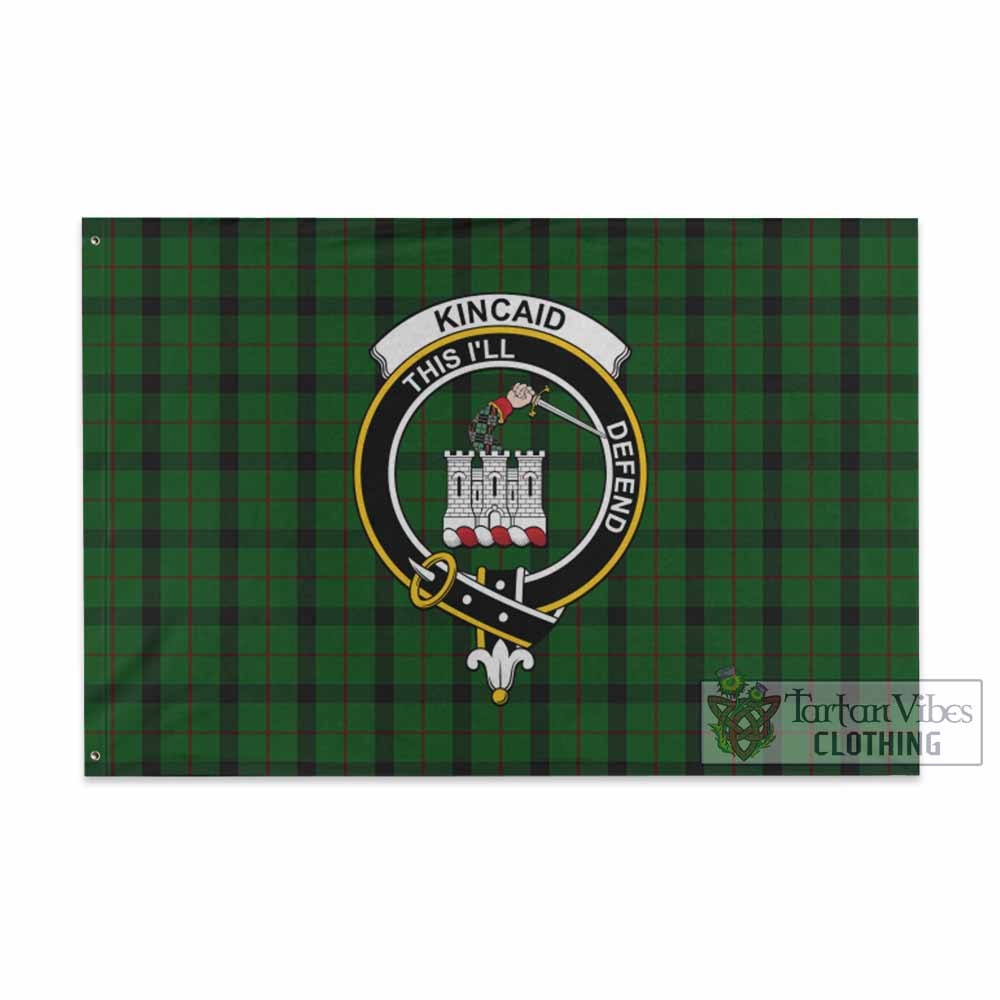 Tartan Vibes Clothing Kincaid Tartan House Flag with Family Crest