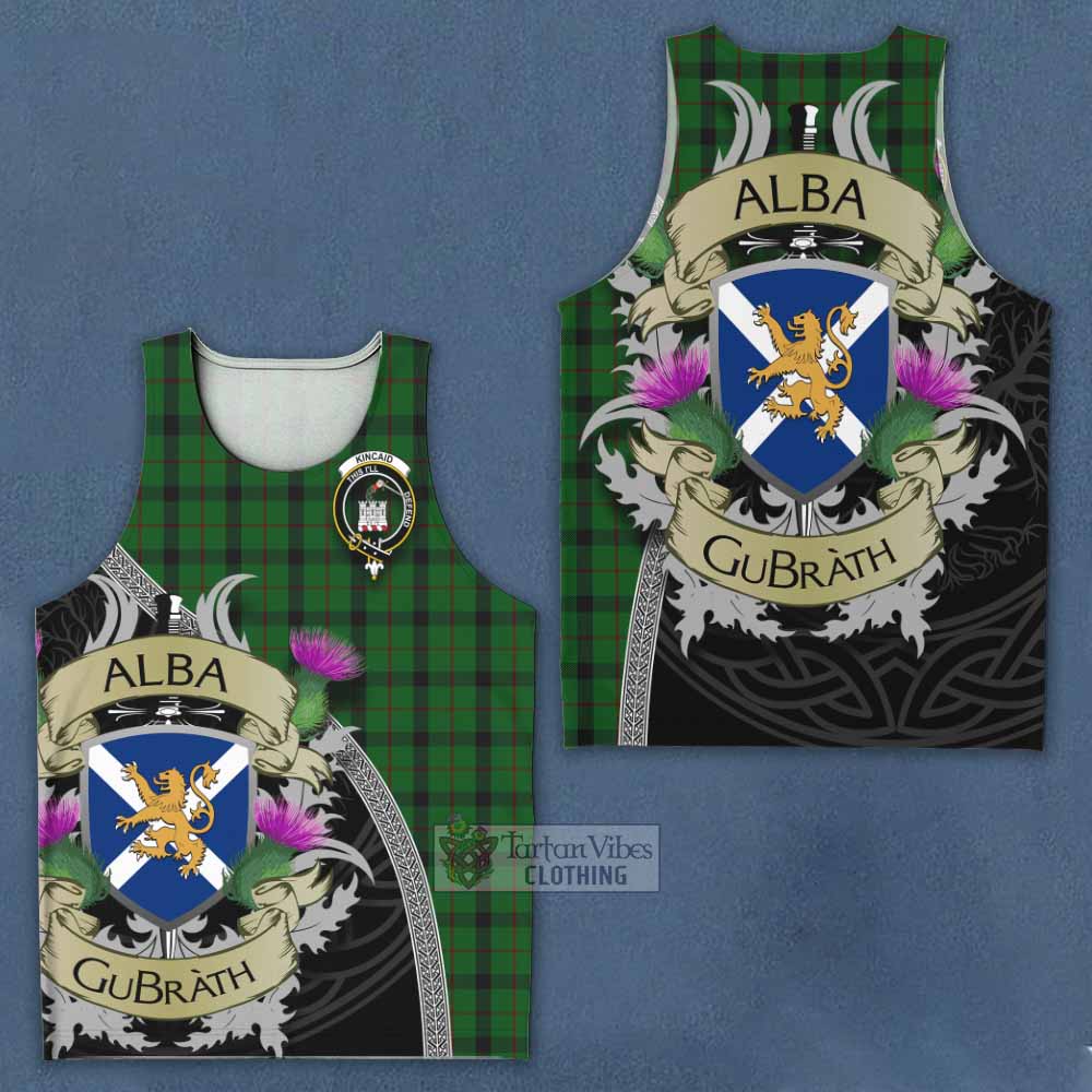 Tartan Vibes Clothing Kincaid Tartan Family Crest Men's Tank Top Lion Rampant Royal Thistle Shield Celtic Inspired