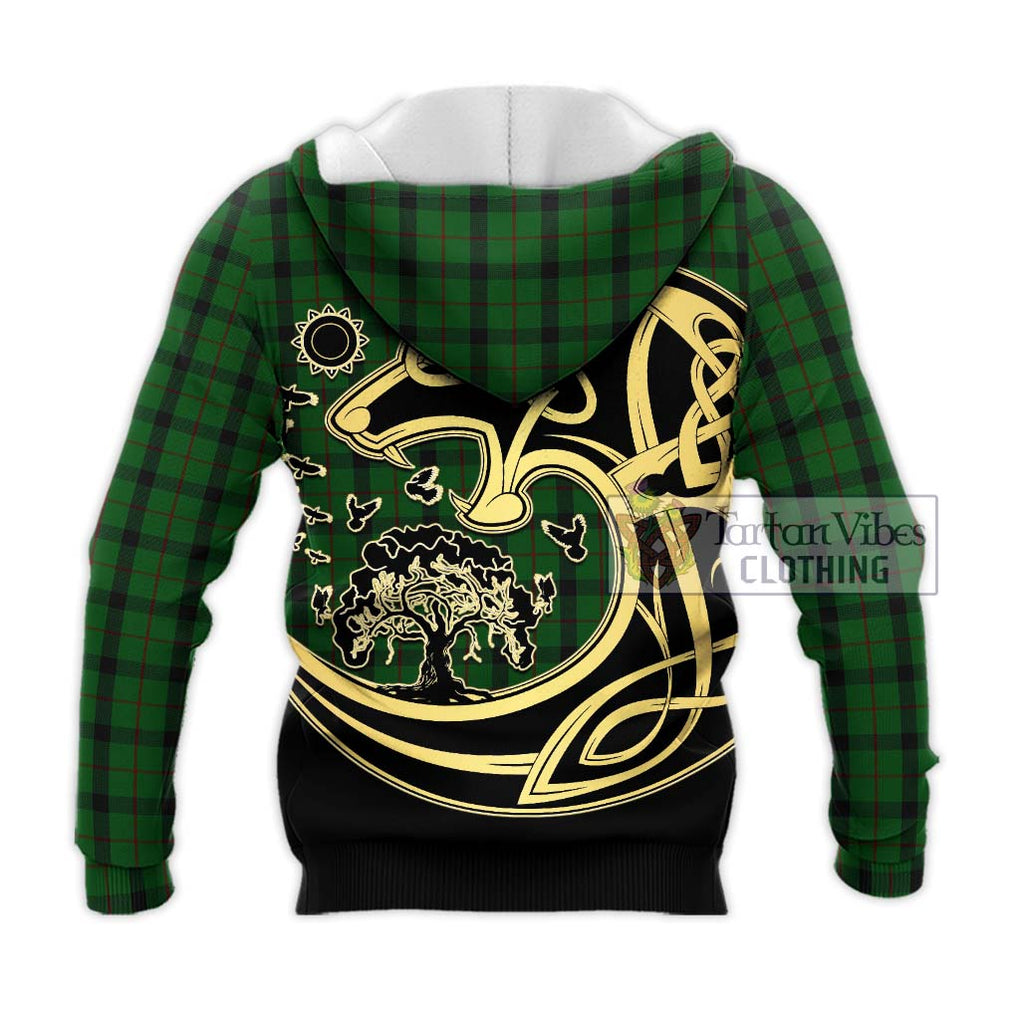 Kincaid Tartan Knitted Hoodie with Family Crest Celtic Wolf Style - Tartan Vibes Clothing