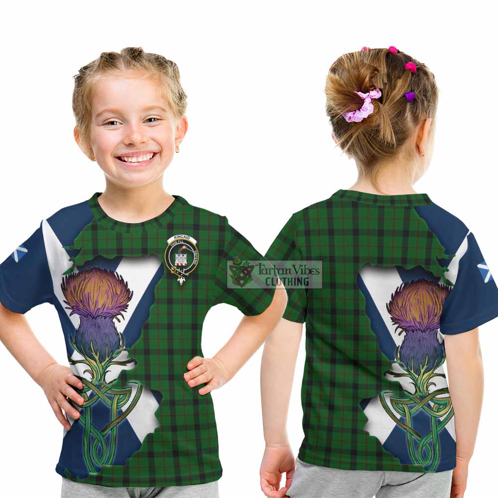 Tartan Vibes Clothing Kincaid Tartan Family Crest Kid T-Shirt Scottish Thistle Celtic Inspired
