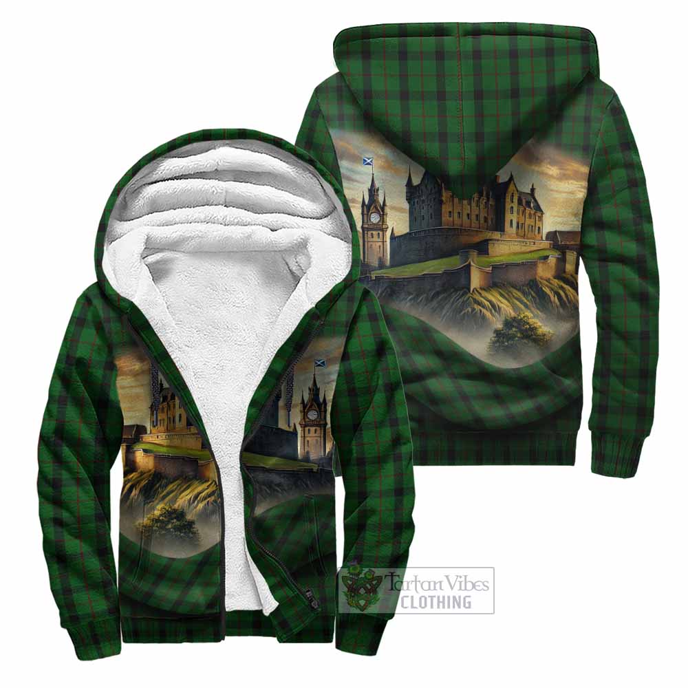 Tartan Vibes Clothing Kincaid Tartan Family Crest Sherpa Hoodie with Scottish Ancient Castle Style