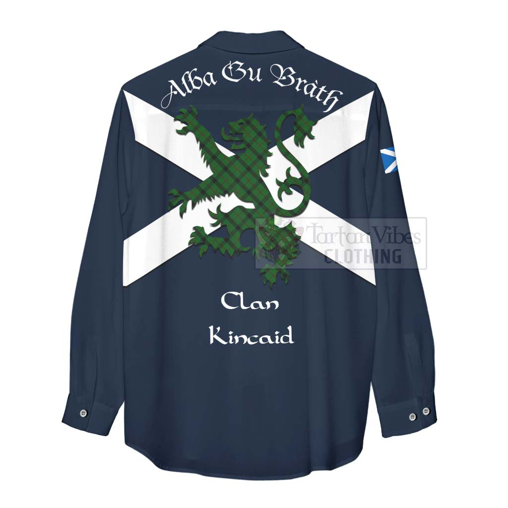 Tartan Vibes Clothing Kincaid Tartan Lion Rampant Women's Casual Shirt Proudly Display Your Heritage with Alba Gu Brath and Clan Name