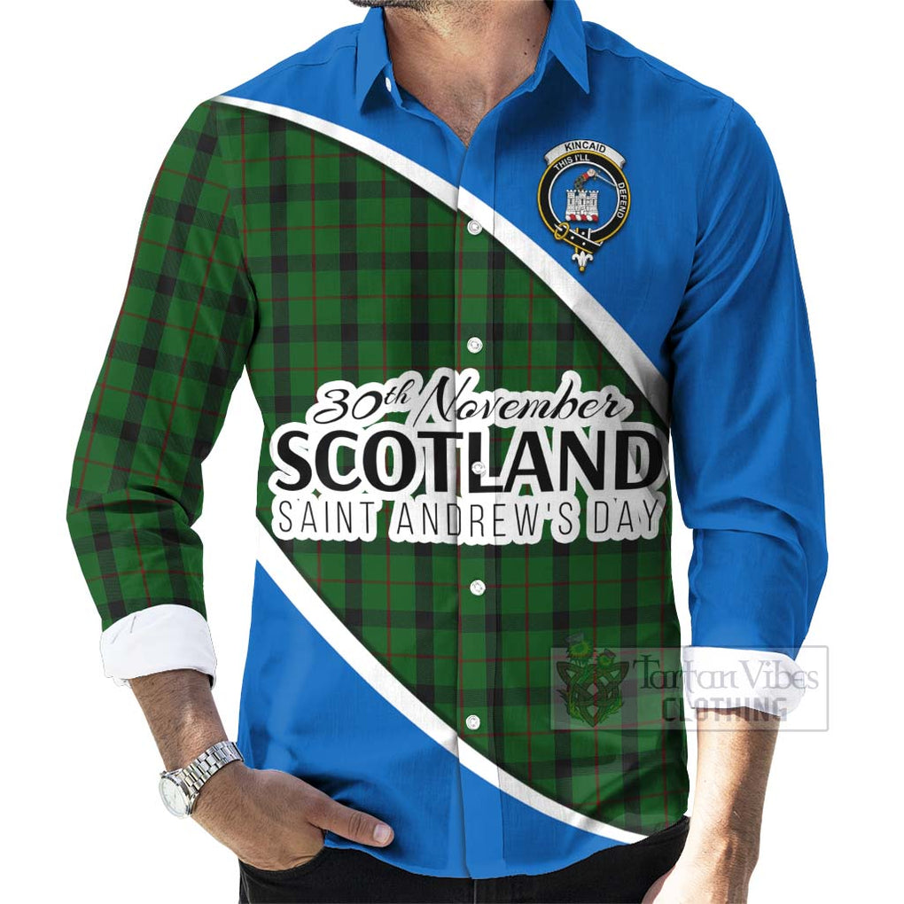 Tartan Vibes Clothing Kincaid Family Crest Tartan Long Sleeve Button Shirt Celebrate Saint Andrew's Day in Style