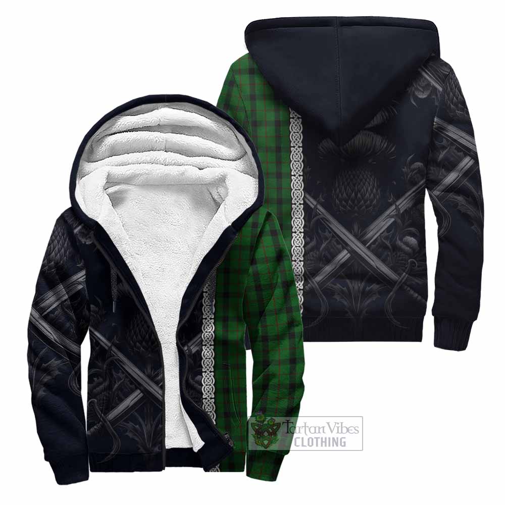 Tartan Vibes Clothing Kincaid Tartan Sherpa Hoodie with Family Crest Cross Sword Thistle Celtic Vibes