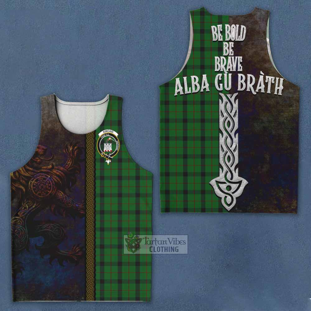 Tartan Vibes Clothing Kincaid Tartan Family Crest Men's Tank Top Alba Gu Brath Be Brave Lion Ancient Style