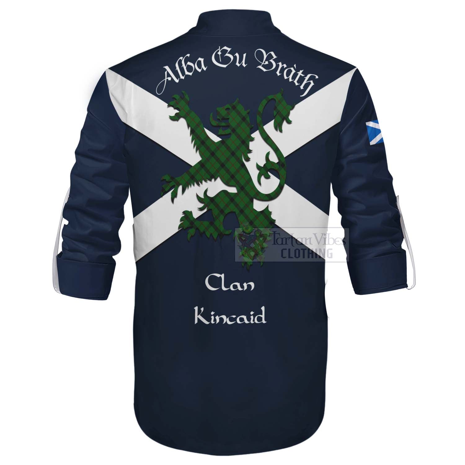 Tartan Vibes Clothing Kincaid Tartan Lion Rampant Ghillie Kilt Shirt Proudly Display Your Heritage with Alba Gu Brath and Clan Name