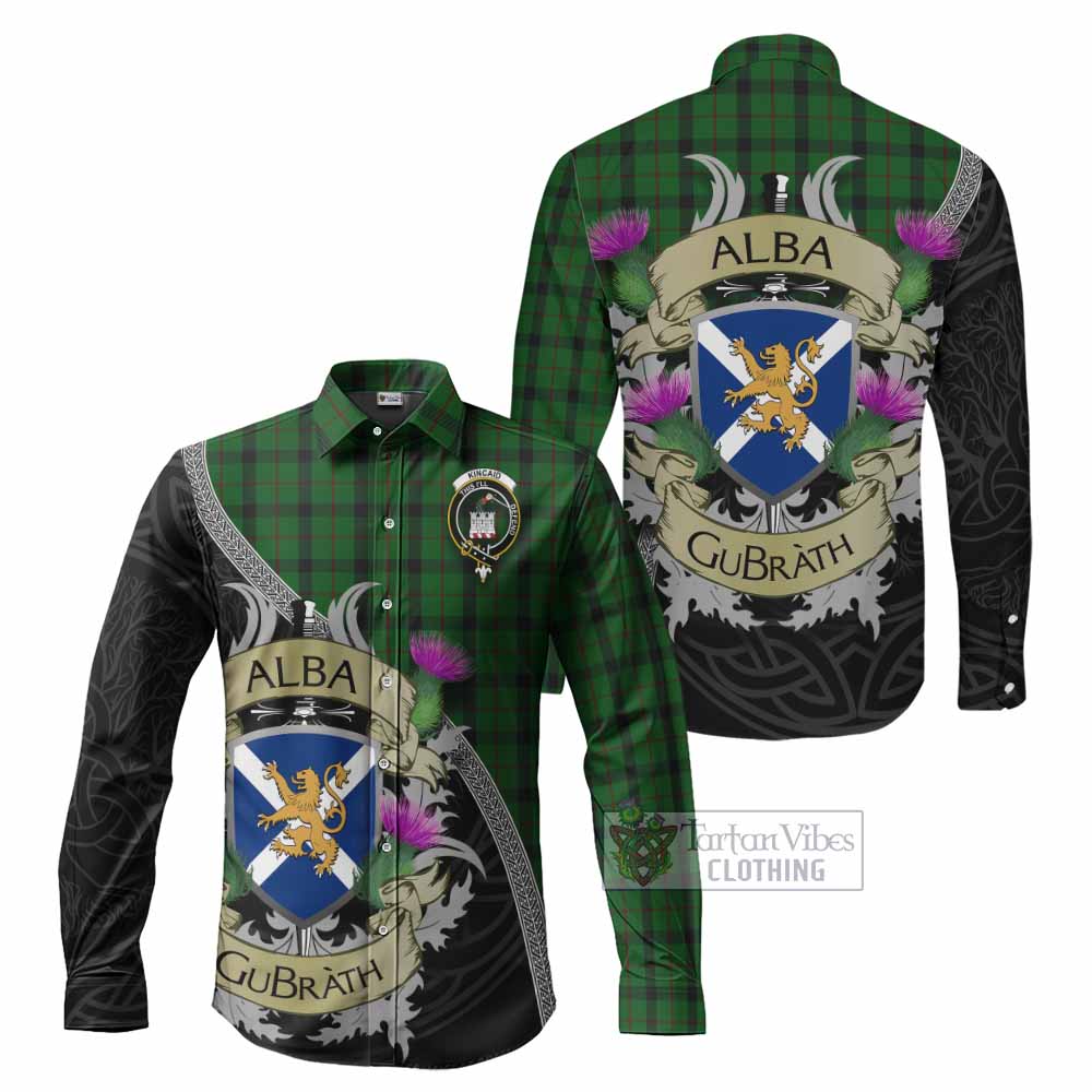 Tartan Vibes Clothing Kincaid Tartan Family Crest Long Sleeve Button Shirt Lion Rampant Royal Thistle Shield Celtic Inspired