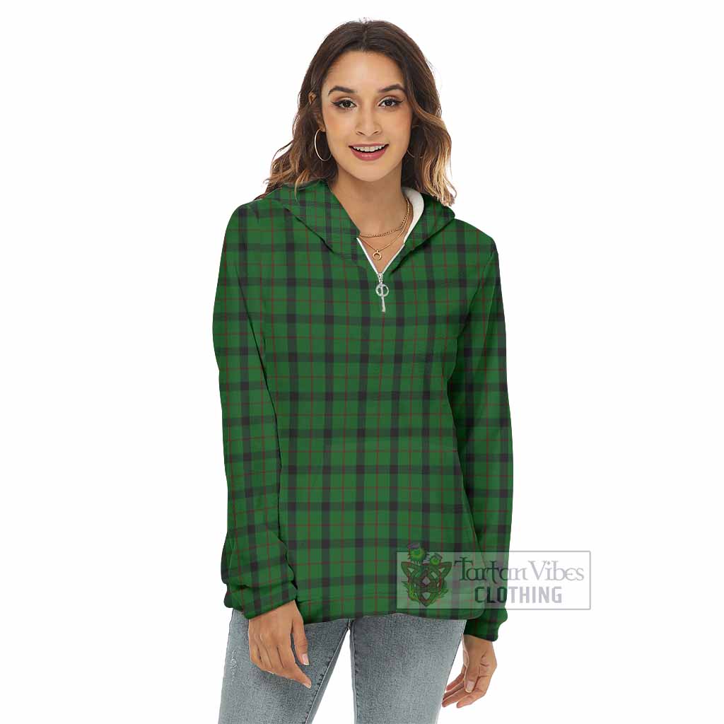 Tartan Vibes Clothing Kincaid Tartan Women's Borg  Half Zip Fleece Hoodie