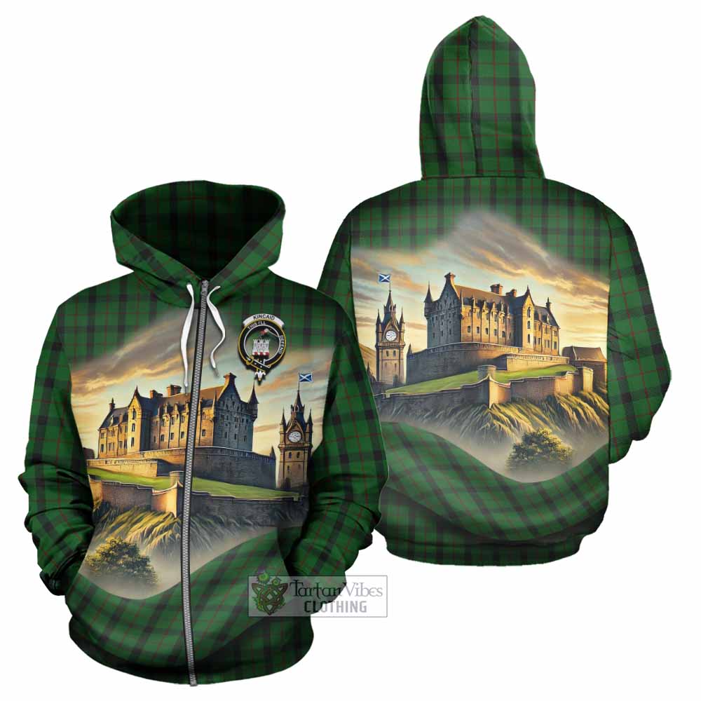 Tartan Vibes Clothing Kincaid Tartan Family Crest Hoodie with Scottish Ancient Castle Style