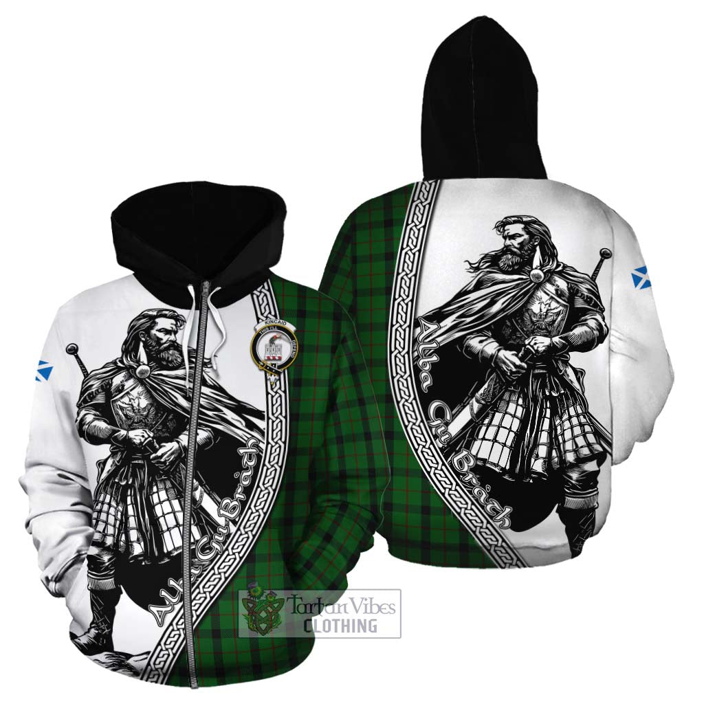 Tartan Vibes Clothing Kincaid Tartan Clan Crest Cotton Hoodie with Highlander Warrior Celtic Style