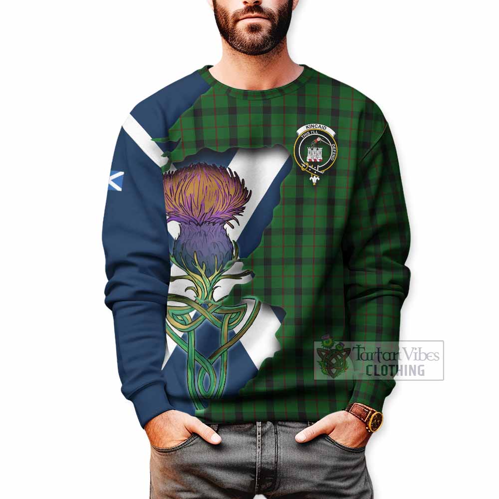 Tartan Vibes Clothing Kincaid Tartan Family Crest Sweatshirt Scottish Thistle Celtic Inspired