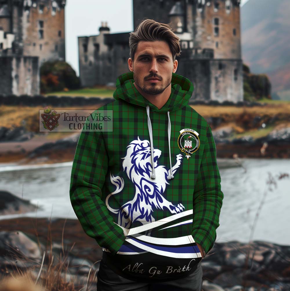 Tartan Vibes Clothing Kincaid Tartan Cotton Hoodie with Alba Gu Brath Regal Lion Emblem