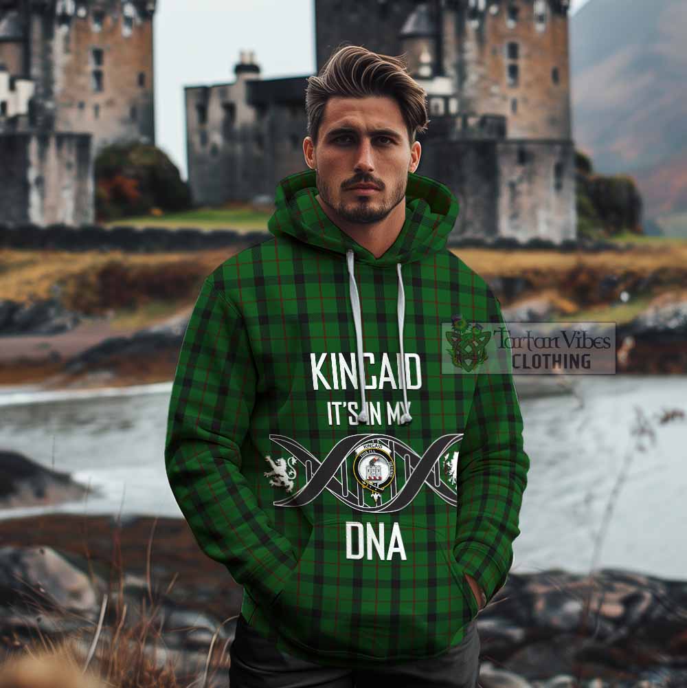 Tartan Vibes Clothing Kincaid Tartan Cotton Hoodie with Family Crest DNA In Me Style